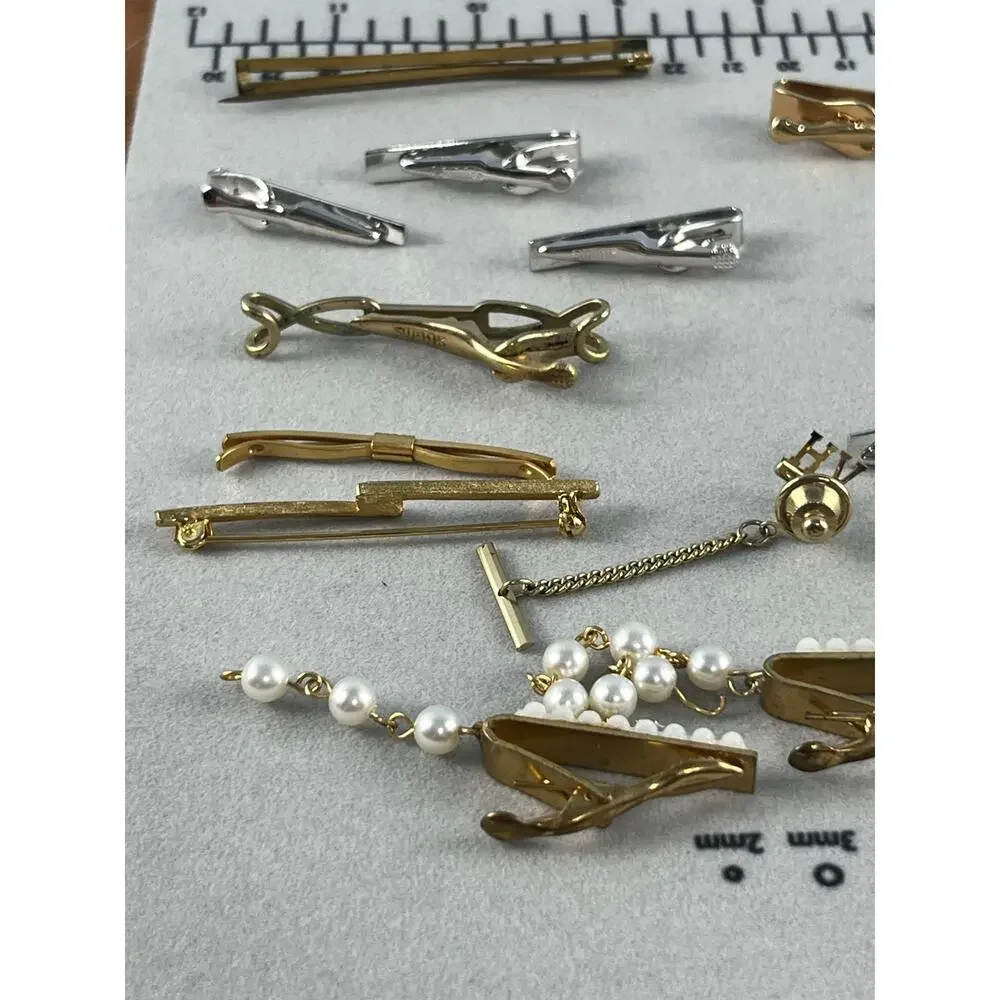 VTG Cufflink Tie Tacks Tie Clip Lot Gold Silver Tone Singles Crafts Wearable